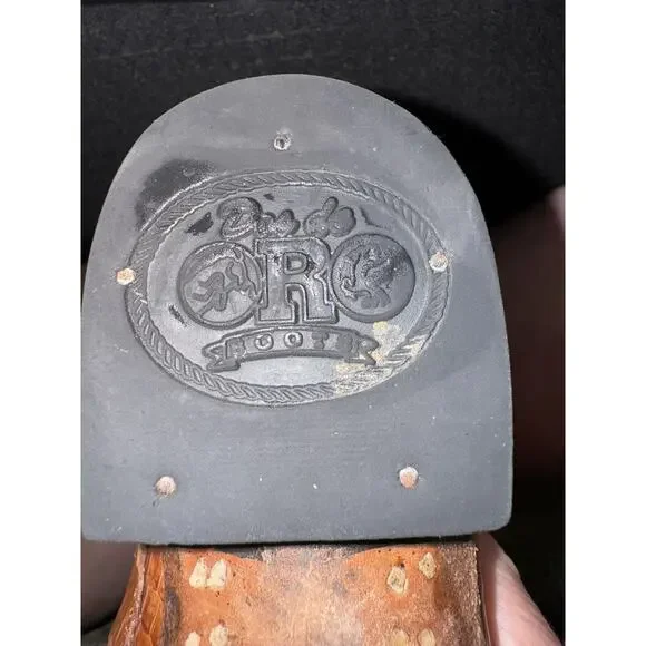 Espolon De Oro Boots Size Y 1 Brown Alligator Embossed Exotic Cowboy Western - Picture 15 of 15